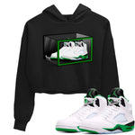 AJ5 Retro Lucky Green shirt to match jordans Shoe Box sneaker tees Air Jordan 5 Retro Lucky Green SNRT Sneaker Tees Casual Crew Neck T-Shirt Black 1 Crop T-Shirt