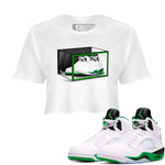 AJ5 Retro Lucky Green shirt to match jordans Shoe Box sneaker tees Air Jordan 5 Retro Lucky Green SNRT Sneaker Tees Casual Crew Neck T-Shirt White 1 Crop T-Shirt