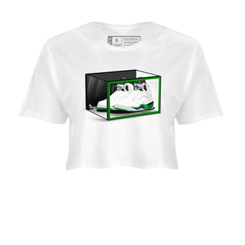 AJ5 Retro Lucky Green shirt to match jordans Shoe Box sneaker tees Air Jordan 5 Retro Lucky Green SNRT Sneaker Tees Casual Crew Neck T-Shirt White 2 Crop T-Shirt