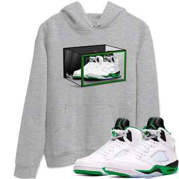 AJ5 Retro Lucky Green shirt to match jordans Shoe Box sneaker tees Air Jordan 5 Retro Lucky Green SNRT Sneaker Tees Casual Crew Neck T-Shirt Unisex Heather Grey 1 T-Shirt