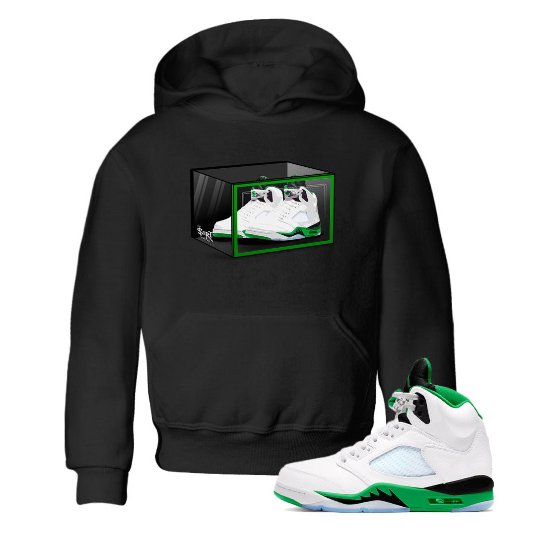 AJ5 Retro Lucky Green shirt to match jordans Shoe Box sneaker tees Air Jordan 5 Retro Lucky Green SNRT Sneaker Tees Casual Crew Neck T-Shirt Baby Toddler Black 1 T-Shirt