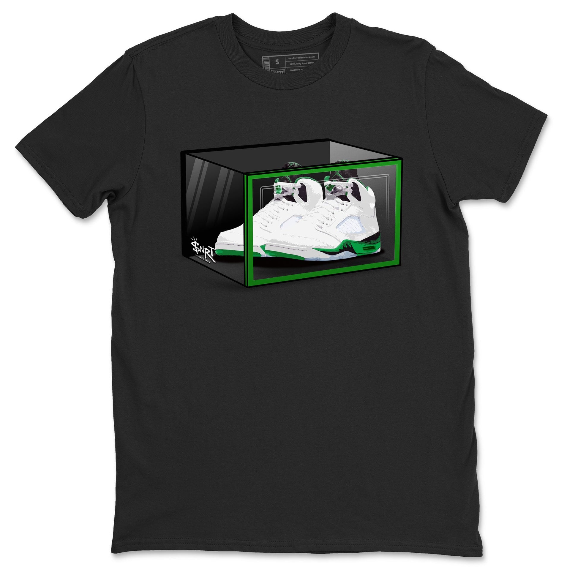AJ5 Retro Lucky Green shirt to match jordans Shoe Box sneaker tees Air Jordan 5 Retro Lucky Green SNRT Sneaker Tees Casual Crew Neck T-Shirt Unisex Black 2 T-Shirt