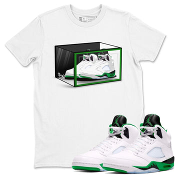 AJ5 Retro Lucky Green shirt to match jordans Shoe Box sneaker tees Air Jordan 5 Retro Lucky Green SNRT Sneaker Tees Casual Crew Neck T-Shirt Unisex White 1 T-Shirt