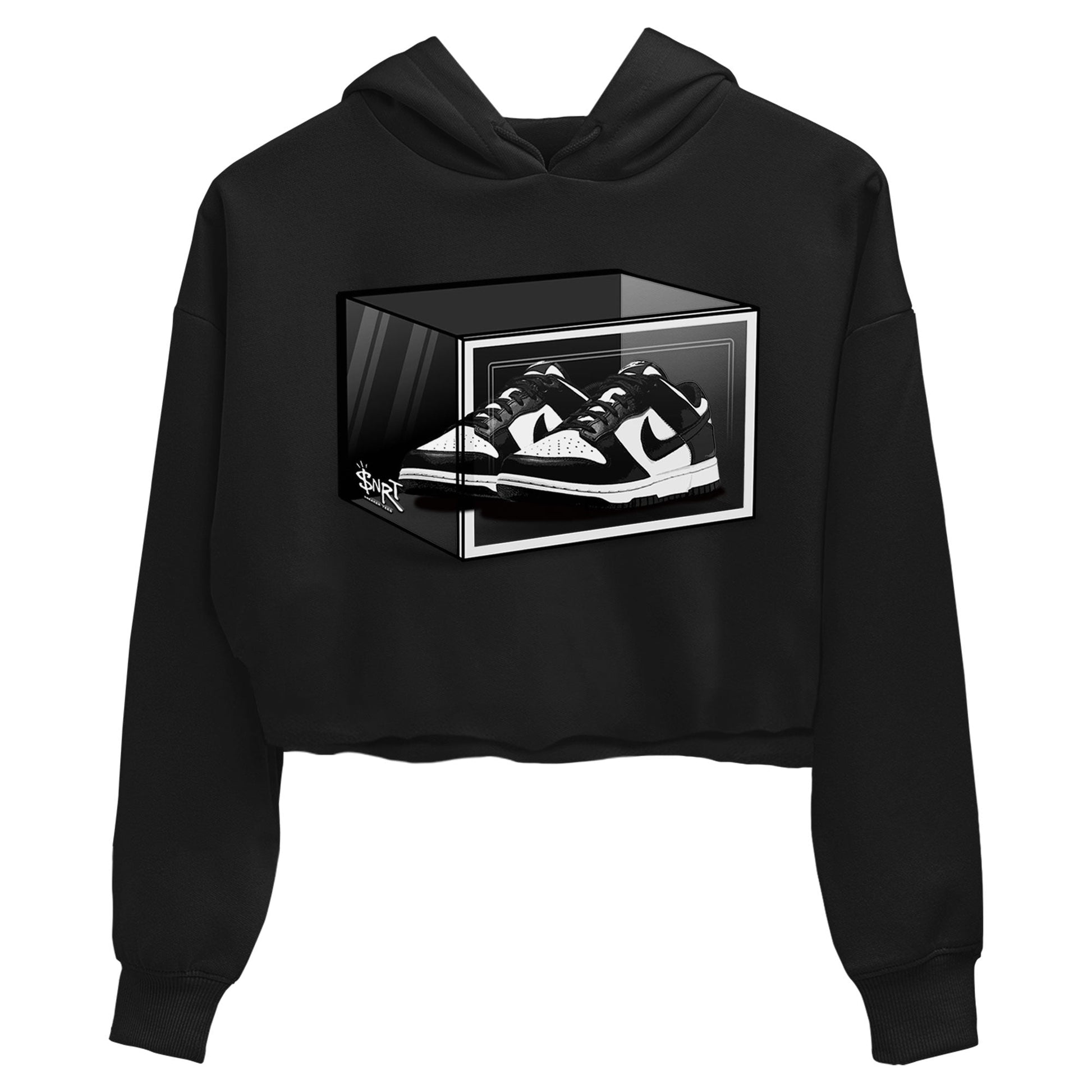 Dunk Panda shirt to match jordans Shoe Box sneaker tees Dunk Panda SNRT Sneaker Release Tees Black 2 Crop T-Shirt