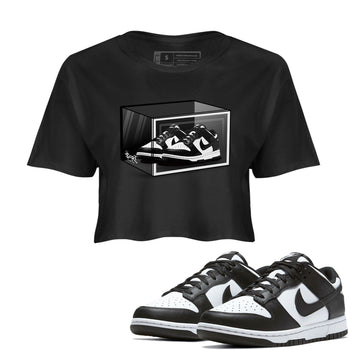 Dunk Panda shirt to match jordans Shoe Box sneaker tees Dunk Panda SNRT Sneaker Release Tees Black 1 Crop T-Shirt