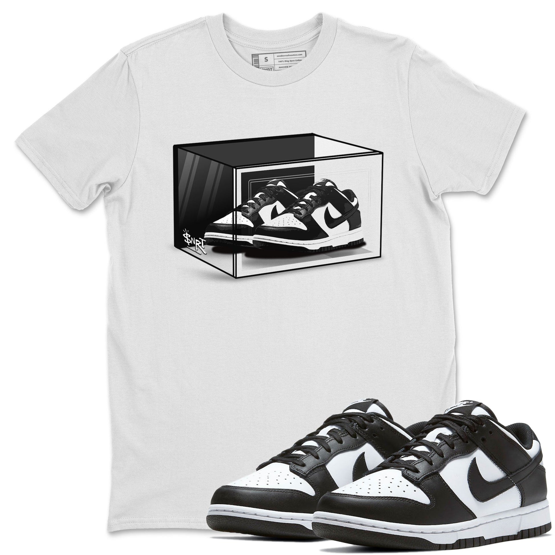 Dunk Panda shirt to match jordans Shoe Box sneaker tees Dunk Panda SNRT Sneaker Release Tees Unisex White 1 T-Shirt