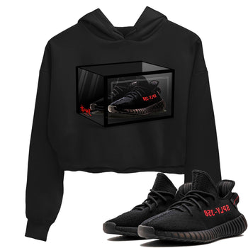 Adidas Yeezy Boost 350 V2 Bred shirt to match jordans Shoe Box sneaker tees Yeezy 350 Bred SNRT Sneaker Release Tees Black 1 Crop T-Shirt