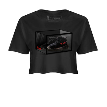 Adidas Yeezy Boost 350 V2 Bred shirt to match jordans Shoe Box sneaker tees Yeezy 350 Bred SNRT Sneaker Release Tees Black 2 Crop T-Shirt