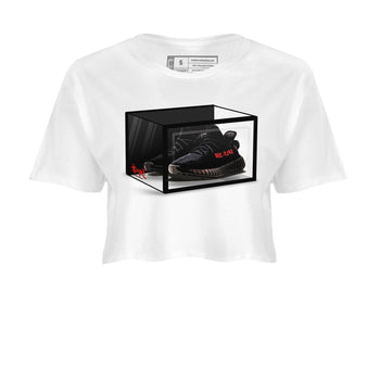 Adidas Yeezy Boost 350 V2 Bred shirt to match jordans Shoe Box sneaker tees Yeezy 350 Bred SNRT Sneaker Release Tees White 2 Crop T-Shirt