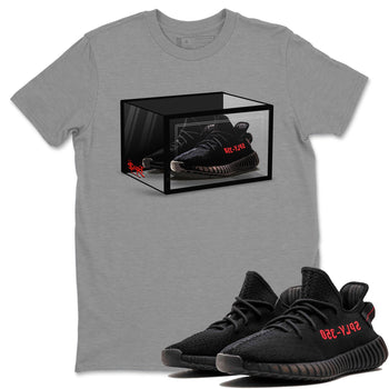 Adidas Yeezy Boost 350 V2 Bred shirt to match jordans Shoe Box sneaker tees Yeezy 350 Bred SNRT Sneaker Release Tees Unisex Heather Grey 1 T-Shirt