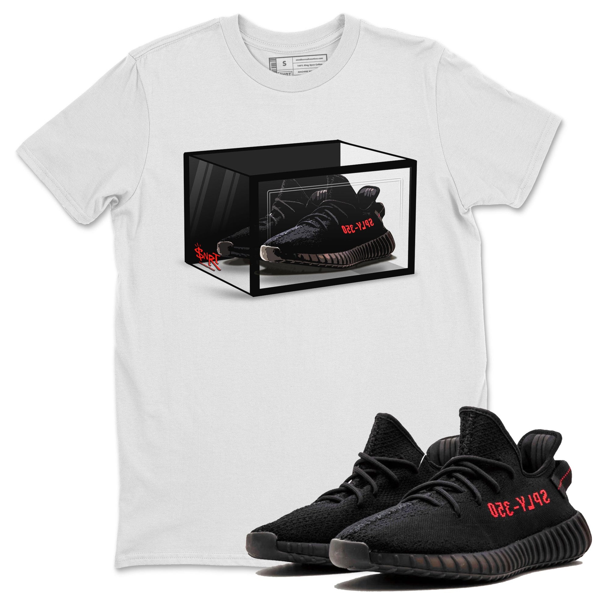 Yeezy Boost 350 v2 Bred | Shoe Box Unisex T-Shirt | SNRT Sneaker Release Tees T-Shirt / White / 2XL Yeezy Boost 350 v2 Bred | Shoe Box Unisex T-Shirt | SNRT Sneaker Release Tees T-Shirt / White / 2XL