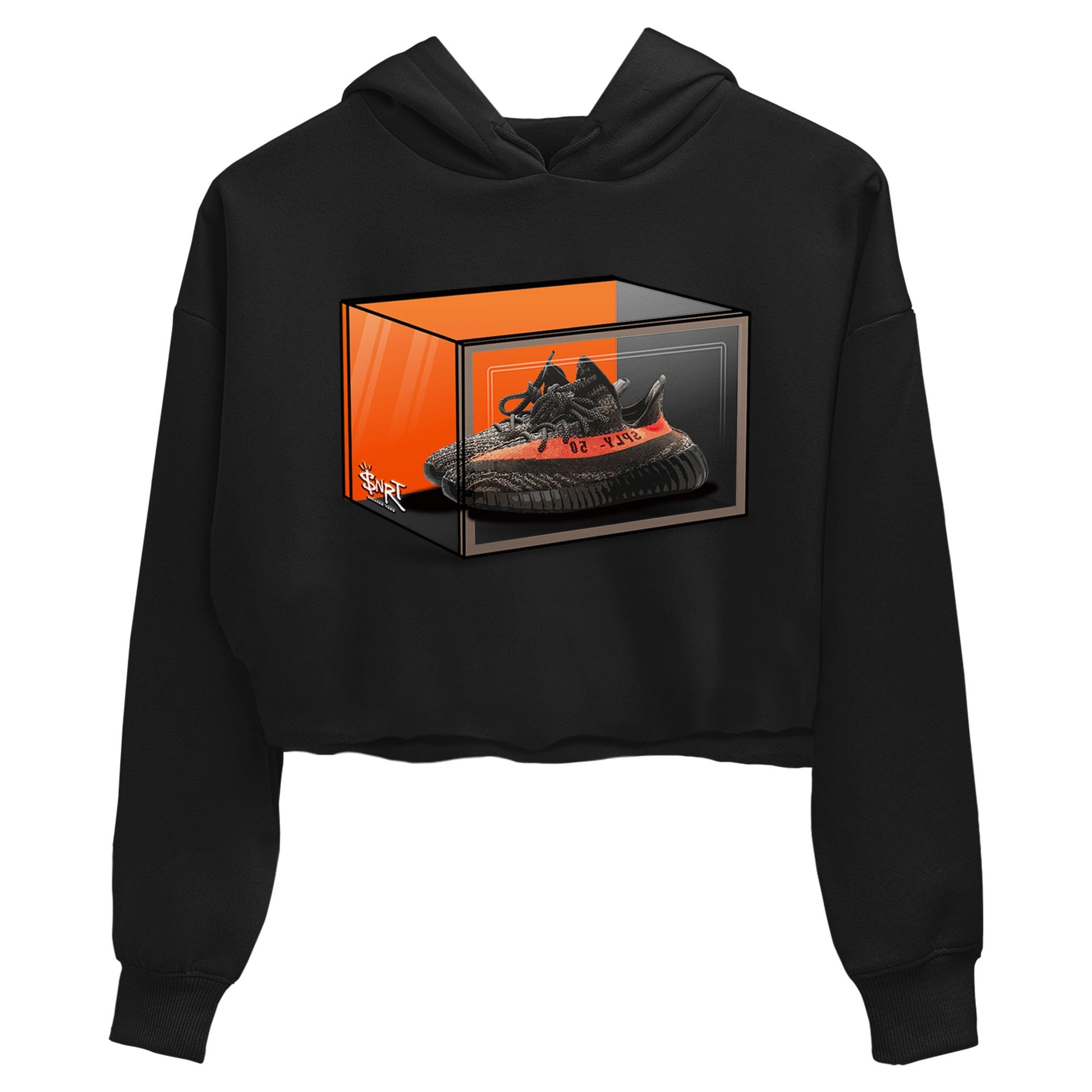 Yeezy 350 Carbon Beluga shirt to match jordans Shoe Box sneaker tees Yeezy Boost 350 Carbon Beluga SNRT Sneaker Release Tees Black 2 Crop T-Shirt