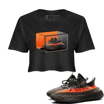 Yeezy 350 Carbon Beluga shirt to match jordans Shoe Box sneaker tees Yeezy Boost 350 Carbon Beluga SNRT Sneaker Release Tees Black 1 Crop T-Shirt