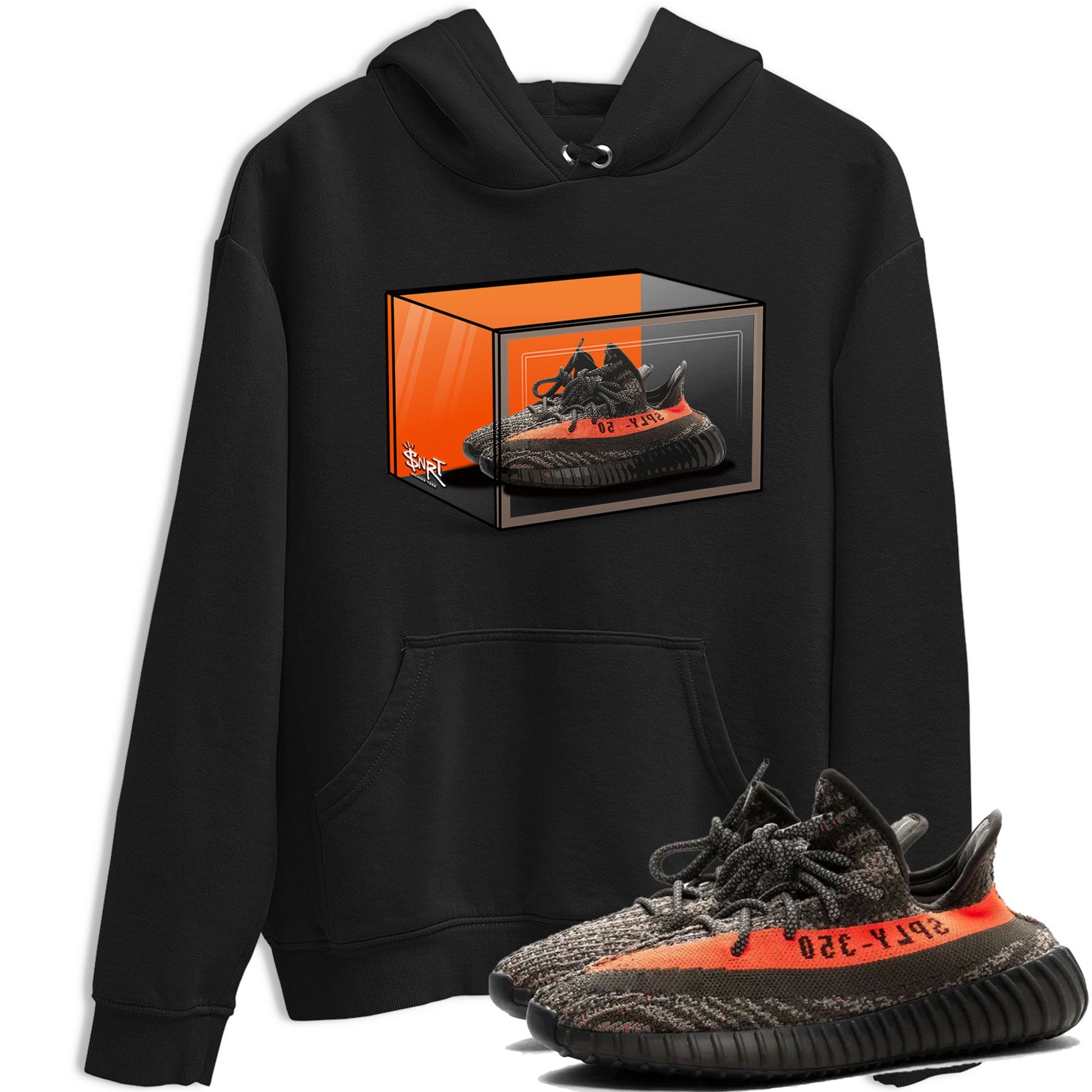 Yeezy 350 Carbon Beluga shirt to match jordans Shoe Box sneaker tees Yeezy Boost 350 Carbon Beluga SNRT Sneaker Release Tees Unisex Black 1 T-Shirt