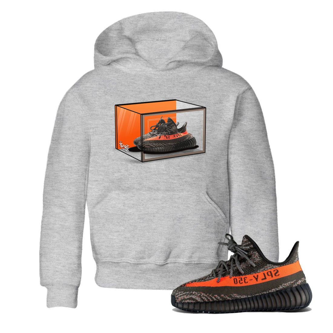 Yeezy 350 Carbon Beluga shirt to match jordans Shoe Box sneaker tees Yeezy Boost 350 Carbon Beluga SNRT Sneaker Release Tees Baby Toddler Heather Grey 1 T-Shirt
