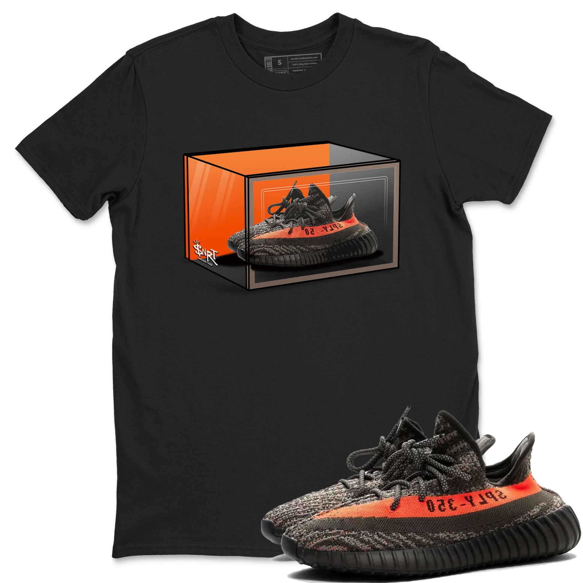 Yeezy 350 Carbon Beluga shirt to match jordans Shoe Box sneaker tees Yeezy Boost 350 Carbon Beluga SNRT Sneaker Release Tees Unisex Black 1 T-Shirt