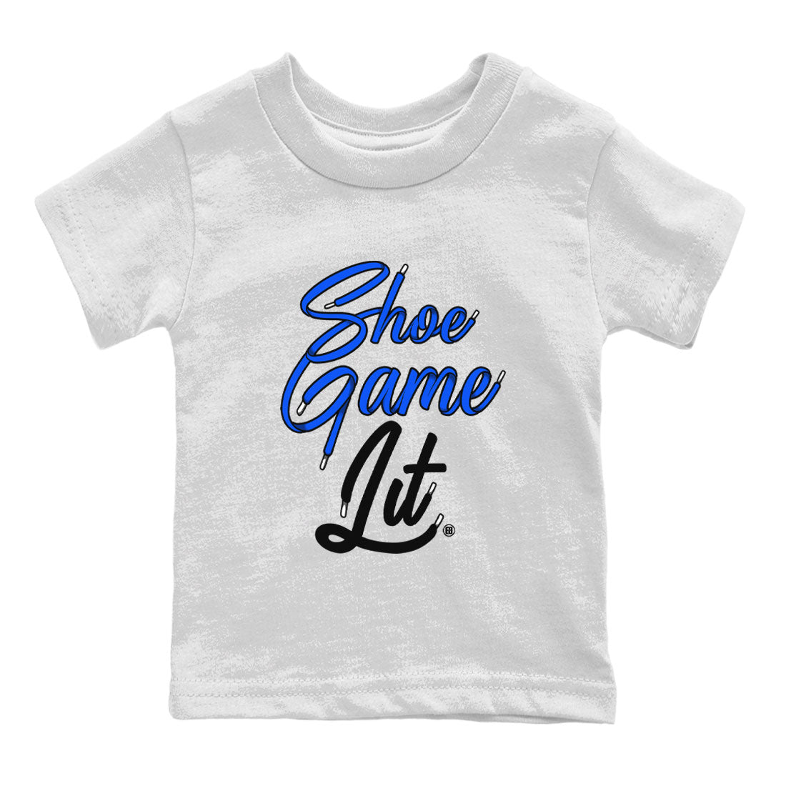 Air Jordan 1 Royal Reimagined shirt to match jordans Shoe Game Lit Shoe Lace sneaker tees Air Jordan 1 High OG Royal Reimagined SNRT Sneaker Release Tees Baby Toddler White 2 T-Shirt