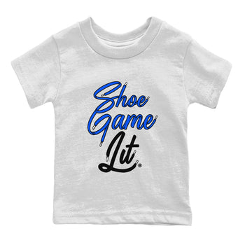 Air Jordan 1 Royal Reimagined shirt to match jordans Shoe Game Lit Shoe Lace sneaker tees Air Jordan 1 High OG Royal Reimagined SNRT Sneaker Release Tees Baby Toddler White 2 T-Shirt