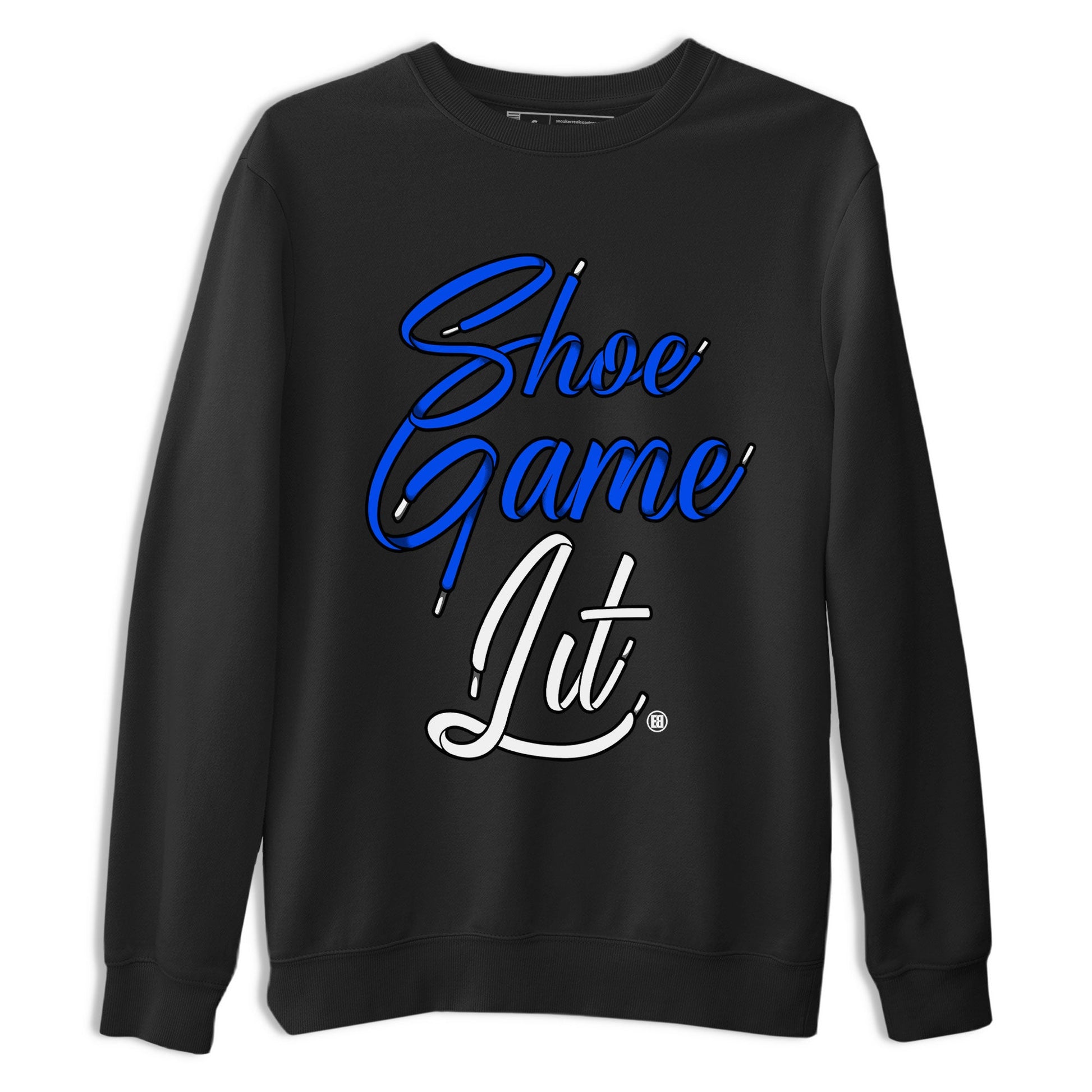 Air Jordan 1 Royal Reimagined shirt to match jordans Shoe Game Lit Shoe Lace sneaker tees Air Jordan 1 High OG Royal Reimagined SNRT Sneaker Release Tees Unisex Black 2 T-Shirt