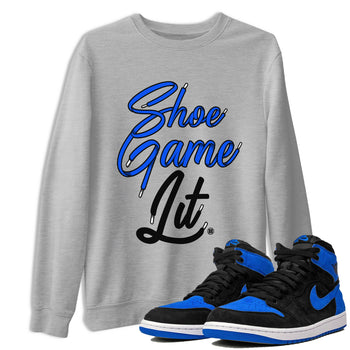 Air Jordan 1 Royal Reimagined shirt to match jordans Shoe Game Lit Shoe Lace sneaker tees Air Jordan 1 High OG Royal Reimagined SNRT Sneaker Release Tees Unisex Heather Grey 1 T-Shirt