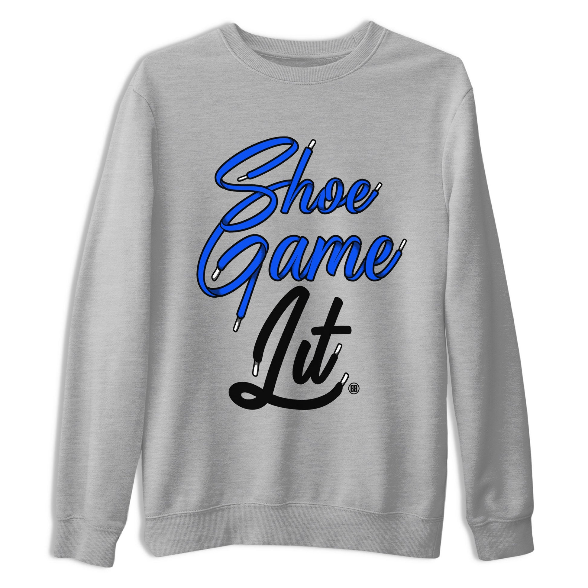 Air Jordan 1 Royal Reimagined shirt to match jordans Shoe Game Lit Shoe Lace sneaker tees Air Jordan 1 High OG Royal Reimagined SNRT Sneaker Release Tees Unisex Heather Grey 2 T-Shirt