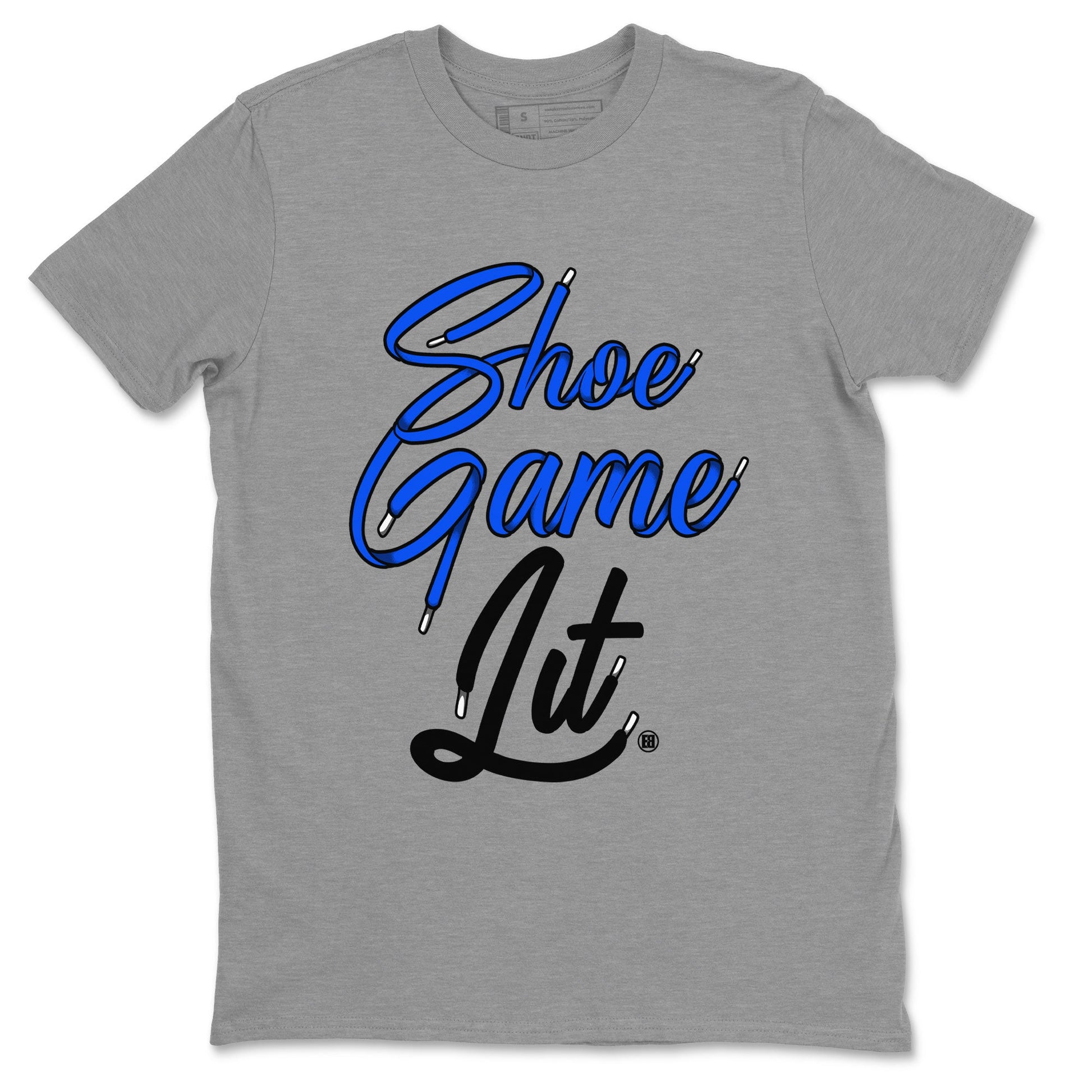 Air Jordan 1 Royal Reimagined shirt to match jordans Shoe Game Lit Shoe Lace sneaker tees Air Jordan 1 High OG Royal Reimagined SNRT Sneaker Release Tees Unisex Heather Grey 2 T-Shirt