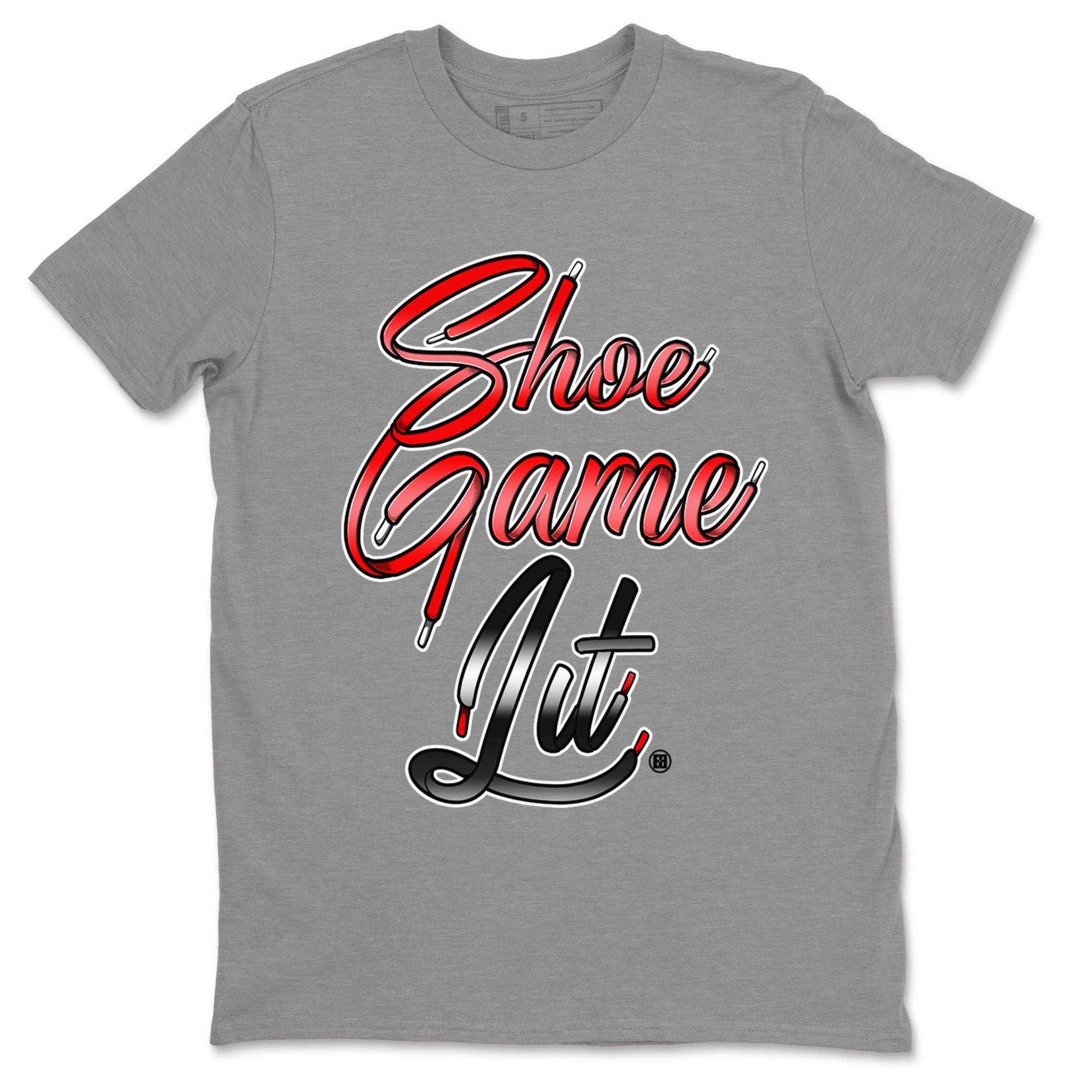 Air Jordan 1 Satin Bred Sneaker Match Tees Shoe Game Lit Shoe Lace Sneaker Tees Air Jordan 1 Satin Bred SNRT Sneaker Release Tees Short Sleeve T-Shirt Heather Grey 2
