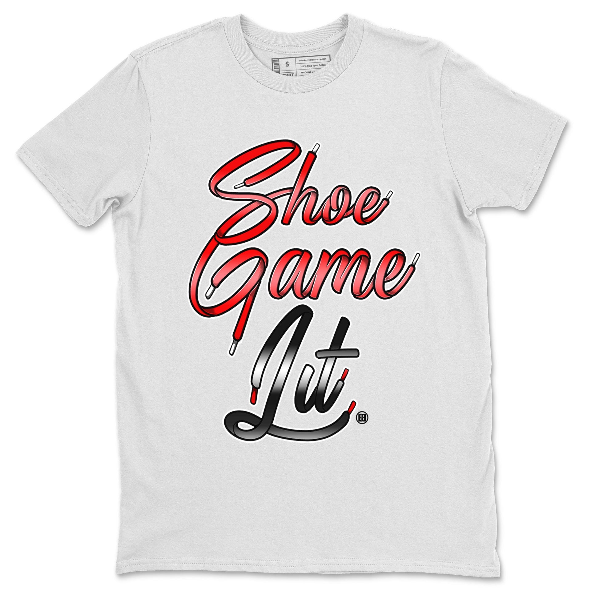 Air Jordan 1 Satin Bred Sneaker Match Tees Shoe Game Lit Shoe Lace Sneaker Tees Air Jordan 1 Satin Bred SNRT Sneaker Release Tees Short Sleeve T-Shirt White 2