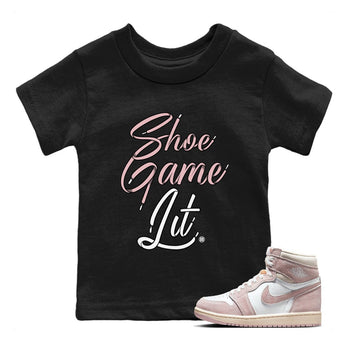 Air Jordan 1 Washed Pink Sneaker Match Tees Shoe Game Lit Shoe Lace Sneaker Tees Air Jordan 1 High OG WMNS Washed Pink Sneaker Release Tees Kids Shirts Black 1