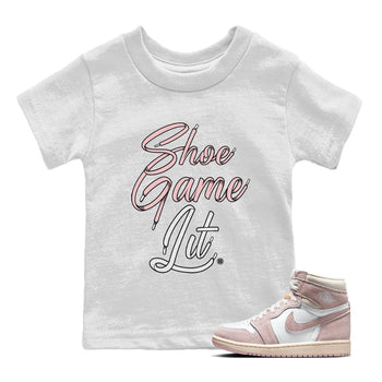 Air Jordan 1 Washed Pink Sneaker Match Tees Shoe Game Lit Shoe Lace Sneaker Tees Air Jordan 1 High OG WMNS Washed Pink Sneaker Release Tees Kids Shirts White 1