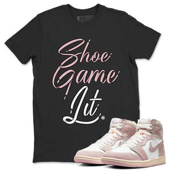 Air Jordan 1 Washed Pink Sneaker Match Tees Shoe Game Lit Shoe Lace Sneaker Tees Air Jordan 1 High OG WMNS Washed Pink Sneaker Release Tees Unisex Shirts Black 1