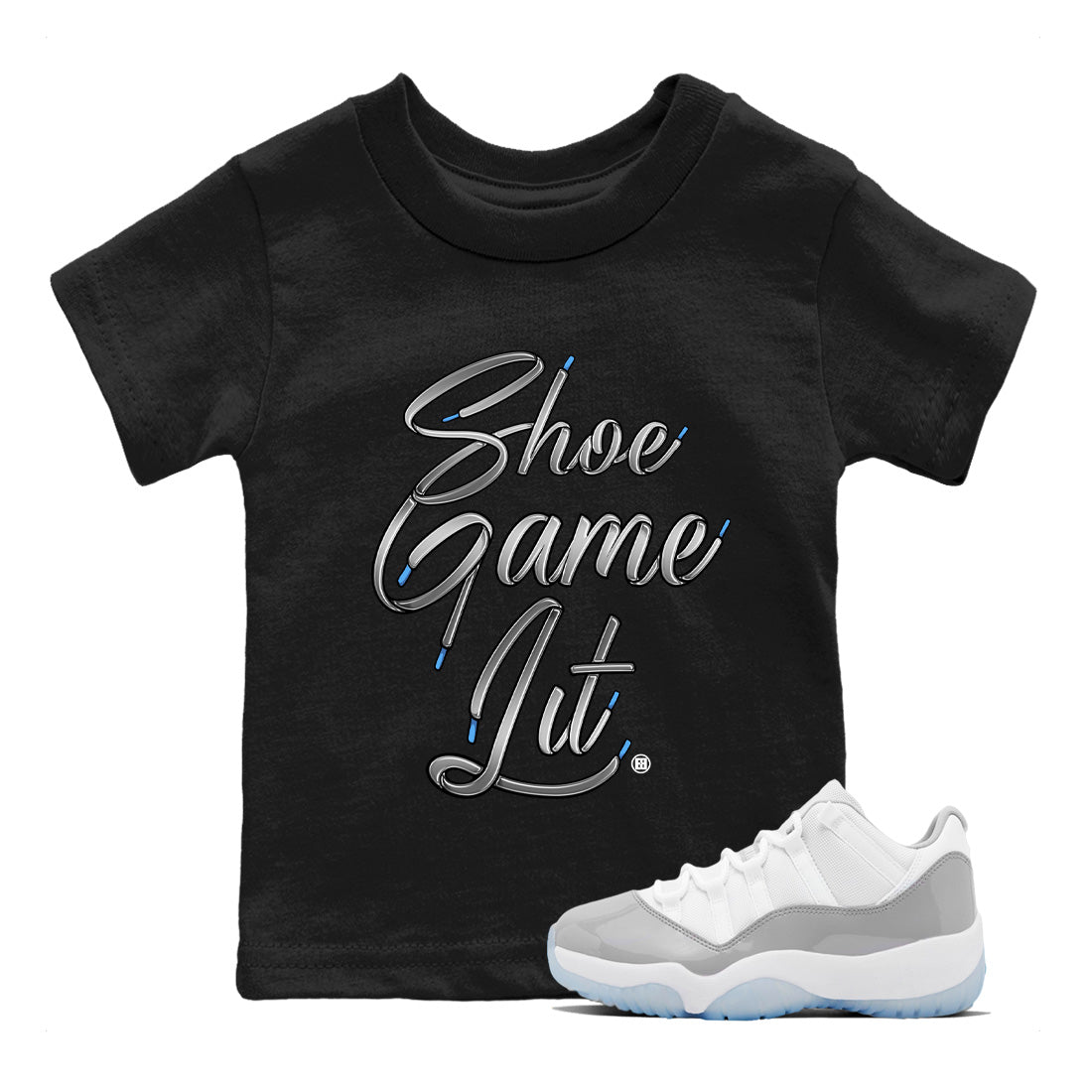 Air Jordan 11 White Cement Sneaker Match Tees Shoe Game Lit Shoe Lace Sneaker Tees Air Jordan 11 Cement Grey Sneaker Release Tees Kids Shirts Black 1