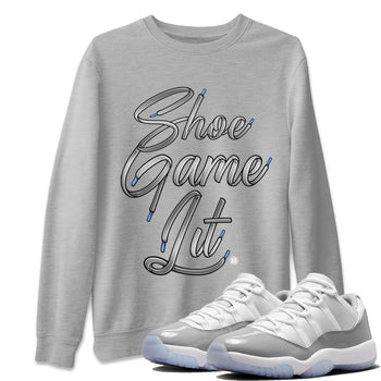 Air Jordan 11 White Cement Sneaker Match Tees Shoe Game Lit Shoe Lace Sneaker Tees Air Jordan 11 Cement Grey Sneaker Release Tees Unisex Shirts Heather Grey 1