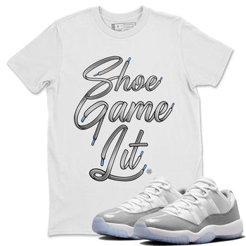 Air Jordan 11 White Cement Sneaker Match Tees Shoe Game Lit Shoe Lace Sneaker Tees Air Jordan 11 Cement Grey Sneaker Release Tees Unisex Shirts White 1