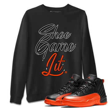 Air Jordan 12 Brilliant Orange Sneaker Match Tees Shoe Game Lit Shoe Lace Sneaker Tees 12s Brilliant Orange Tee Unisex Shirts Black 1