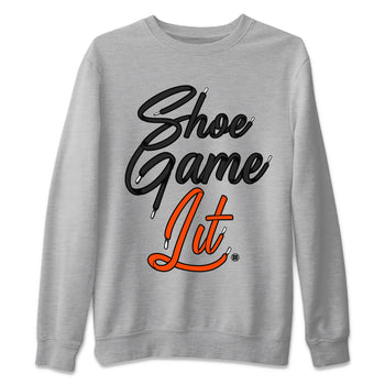 Air Jordan 12 Brilliant Orange Sneaker Match Tees Shoe Game Lit Shoe Lace Sneaker Tees 12s Brilliant Orange Tee Unisex Shirts Heather Grey 1