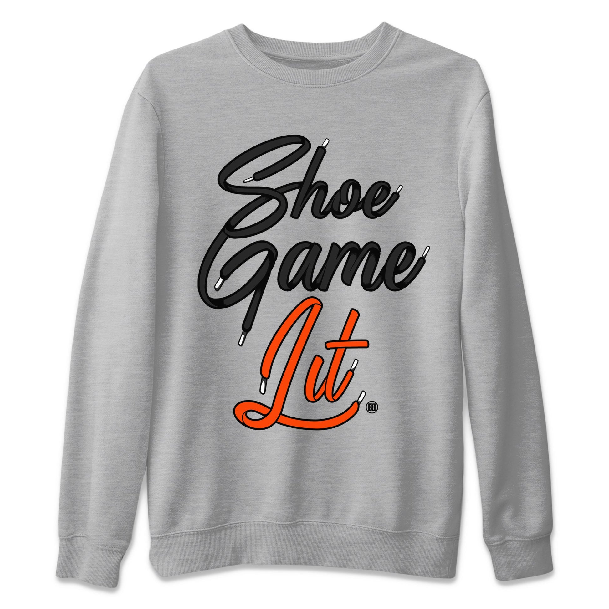 Air Jordan 12 Brilliant Orange Sneaker Match Tees Shoe Game Lit Shoe Lace Sneaker Tees 12s Brilliant Orange Tee Unisex Shirts Heather Grey 2