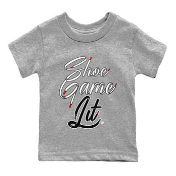 Air Jordan 13 Black Flint Sneaker Match Tees Shoe Game Lit Shoe Lace Sneaker Tees Air Jordan 13 Black Flint Sneaker Release Tees Kids Shirts Heather Grey 2