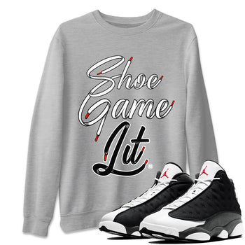 Air Jordan 13 Black Flint Sneaker Match Tees Shoe Game Lit Shoe Lace Sneaker Tees Air Jordan 13 Black Flint Sneaker Release Tees Unisex Shirts Heather Grey 1