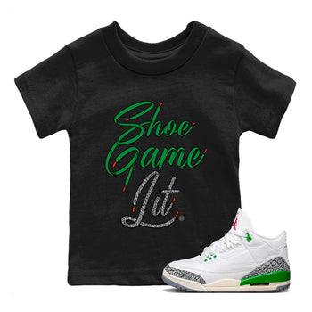Air Jordan 3 Lucky Green Sneaker Match Tees Shoe Game Lit Shoe Lace Sneaker Tees Air Jordan 3 Lucky Green Sneaker Release Tees Kids Shirts Black 1