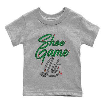 Air Jordan 3 Lucky Green Sneaker Match Tees Shoe Game Lit Shoe Lace Sneaker Tees Air Jordan 3 Lucky Green Sneaker Release Tees Kids Shirts Heather Grey 2