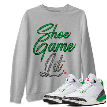 Air Jordan 3 Lucky Green Sneaker Match Tees Shoe Game Lit Shoe Lace Sneaker Tees Air Jordan 3 Lucky Green Sneaker Release Tees Unisex Shirts Heather Grey 1