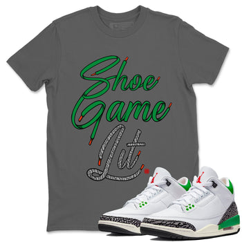Air Jordan 3 Lucky Green Shoe Game Lit Shoe Lace Crew Neck Sneaker Tees Air Jordan 3 Lucky Green Sneaker T-Shirts Washing and Care Tip