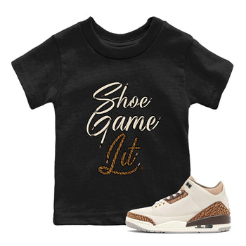 Air Jordan 3 Palomino Sneaker Match Tees Shoe Game Lit Shoe Lace Sneaker Tees Jordan 3 Retro Palomino Sneaker Release Tees Kids Shirts Black 1