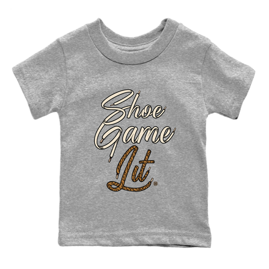 Air Jordan 3 Palomino Sneaker Match Tees Shoe Game Lit Shoe Lace Sneaker Tees Jordan 3 Retro Palomino Sneaker Release Tees Kids Shirts Heather Grey 2