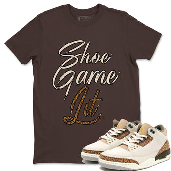 Air Jordan 3 Palomino Sneaker Match Tees Shoe Game Lit Shoe Lace Sneaker Tees Jordan 3 Retro Palomino Sneaker Release Tees Unisex Shirts Dark Chocolate 1