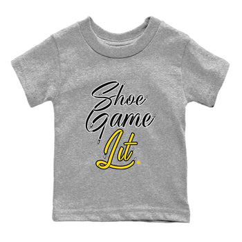 Air Jordan 4 Thunder Sneaker Match Tees Shoe Game Lit Shoe Lace Sneaker Tees Air Jordan 4 Retro Thunder Tees Kids Shirts Heather Grey 2