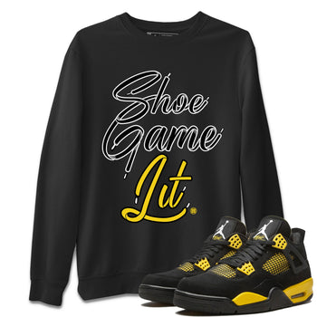Air Jordan 4 Thunder Shoe Game Lit Shoe Lace Crew Neck Sneaker Tees Air Jordan 4 Thunder Sneaker T-Shirts Washing and Care Tip