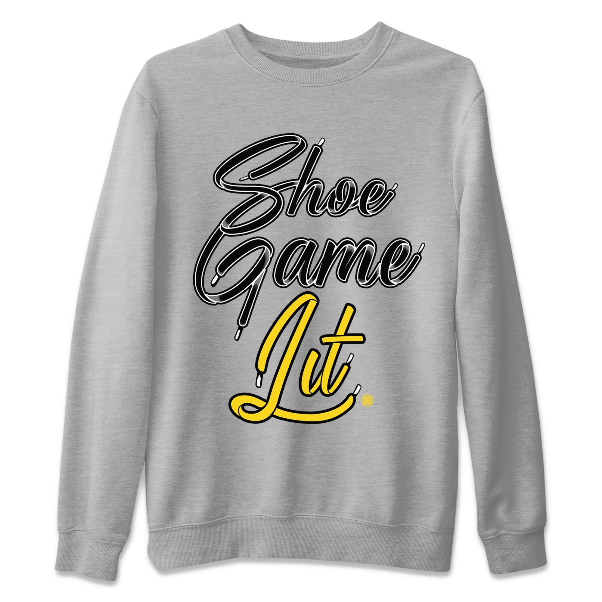 Air Jordan 4 Thunder Sneaker Match Tees Shoe Game Lit Shoe Lace Sneaker Tees Air Jordan 4 Retro Thunder Tees Unisex Shirts Heather Grey 2