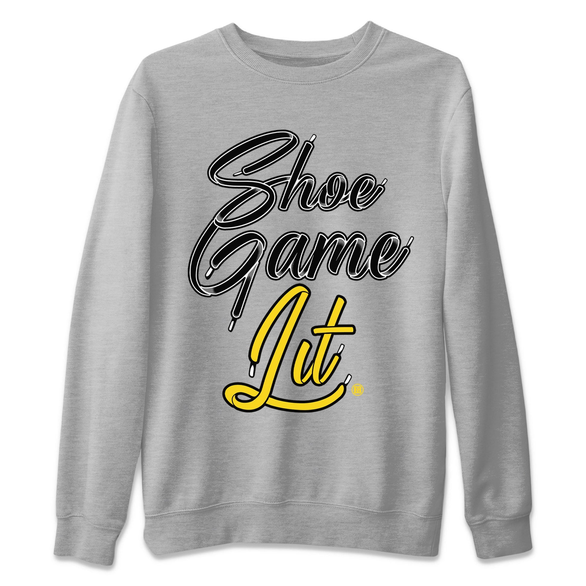Air Jordan 4 Thunder Sneaker Match Tees Shoe Game Lit Shoe Lace Sneaker Tees Air Jordan 4 Retro Thunder Tees Unisex Shirts Heather Grey 2